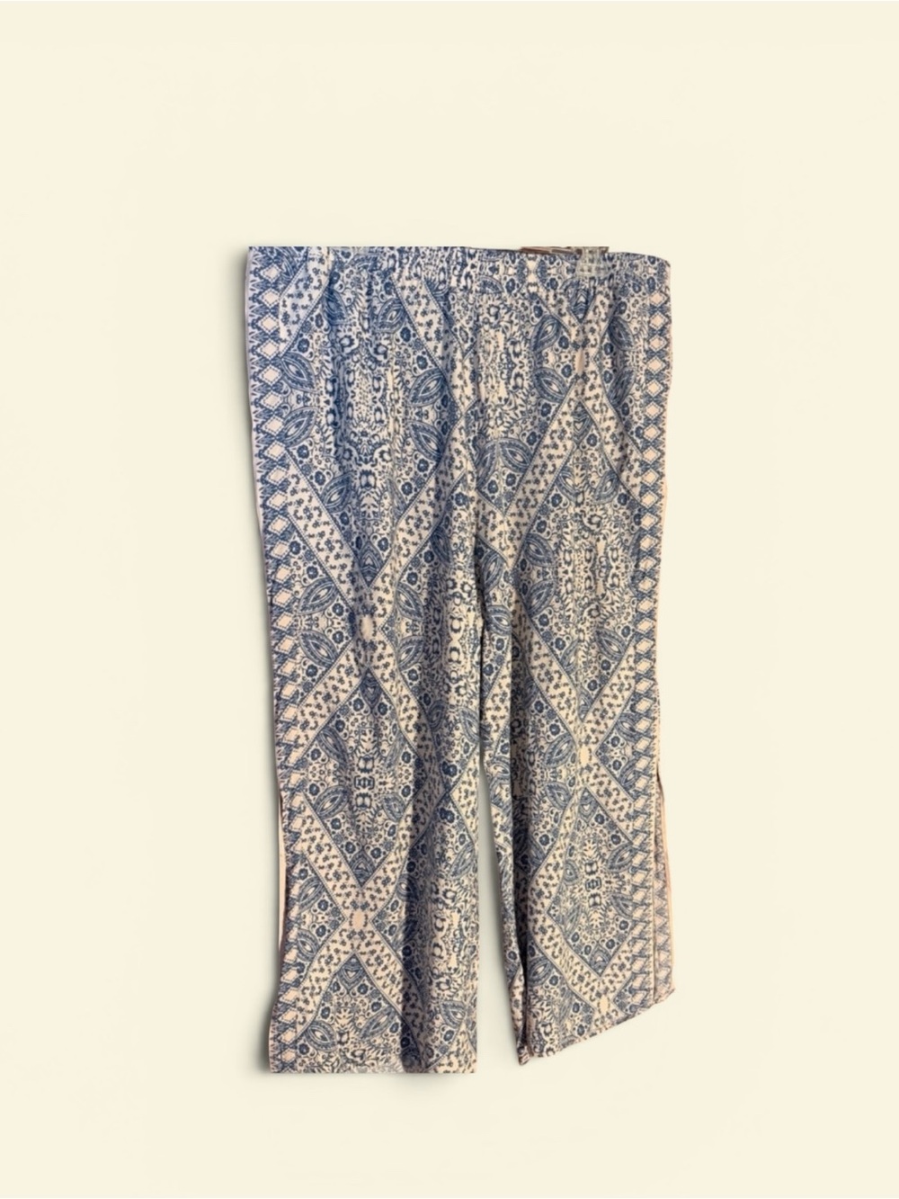 Eloquii Blue and White Floral Print Wide Leg Pants Sz 16